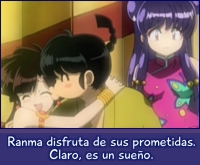 Ranma disfruta de sus prometidas