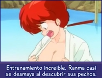 Entrenamiento increible. Ranma descubre sus pechos.