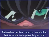 Gabardina, lentes oscuros, sombrilla. Ryoga es raro.