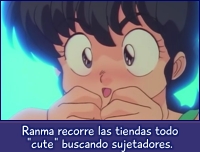 Ranma recorre tiendas buscando sujetadores.