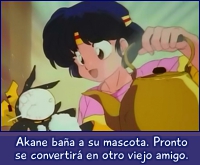 Akane va a bañar a Ryoga.