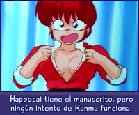 Ranma intenta conseguir ese manuscrito, sin éxito.