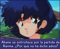 Akane se entristece ante la partida de Ranma.