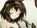 Haruhi ayudando a alguien y extrañamente cantando pegajoza canción con un trajesito de conejita. La calidad del port del Fansub de Anime Underground ha sido respetada, así que este video pesa mucho.. pero está en altísima calidad.