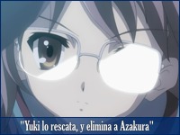 Yuki nagato lo rescata y elimina a Azakura